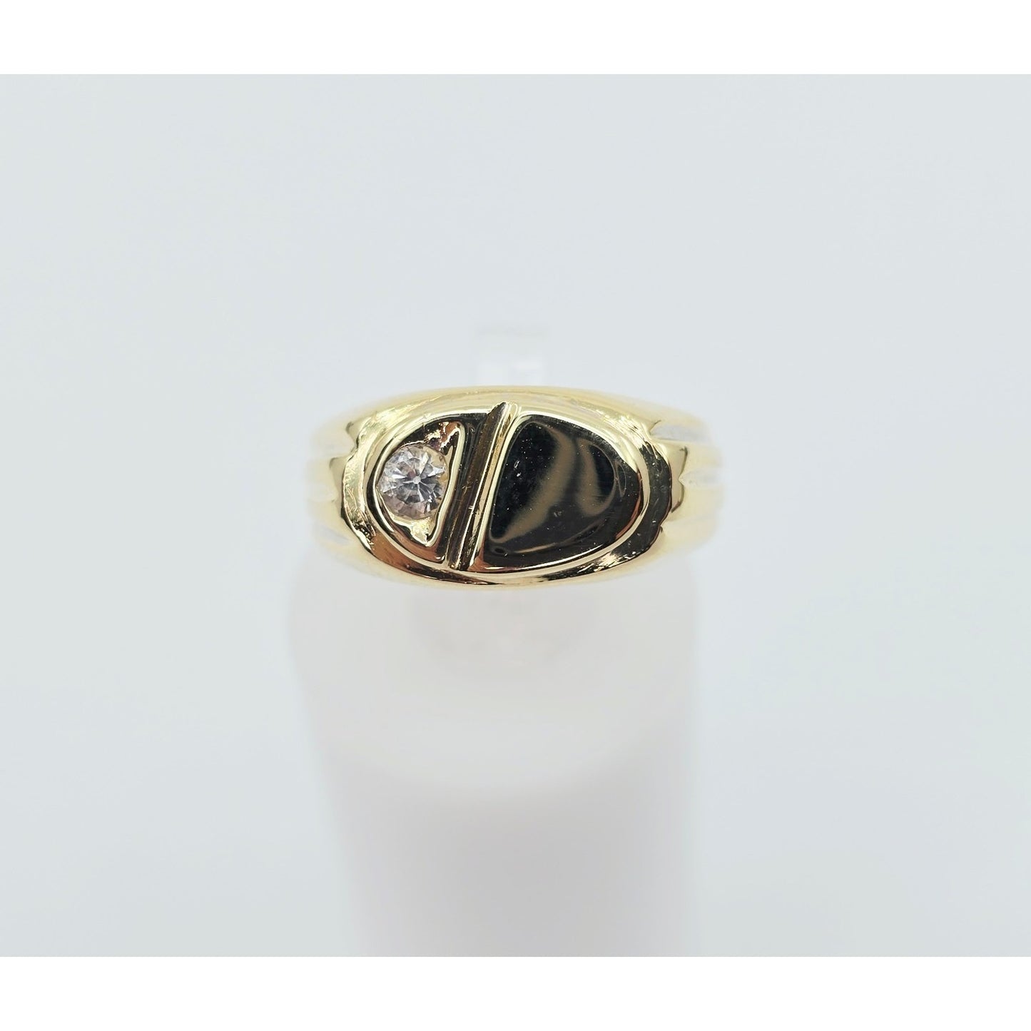 14K Yellow Gold Statement Signet CZ Ring
