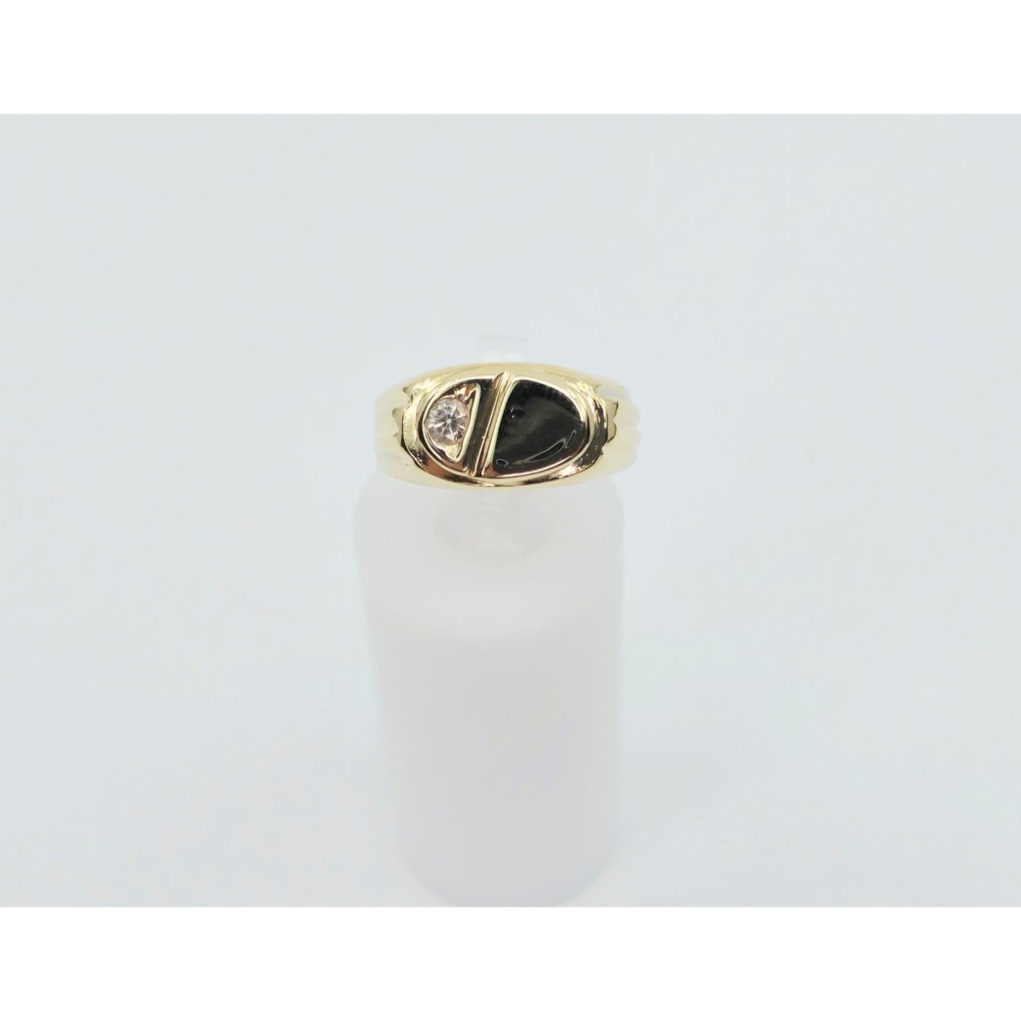14K Yellow Gold Statement Signet CZ Ring
