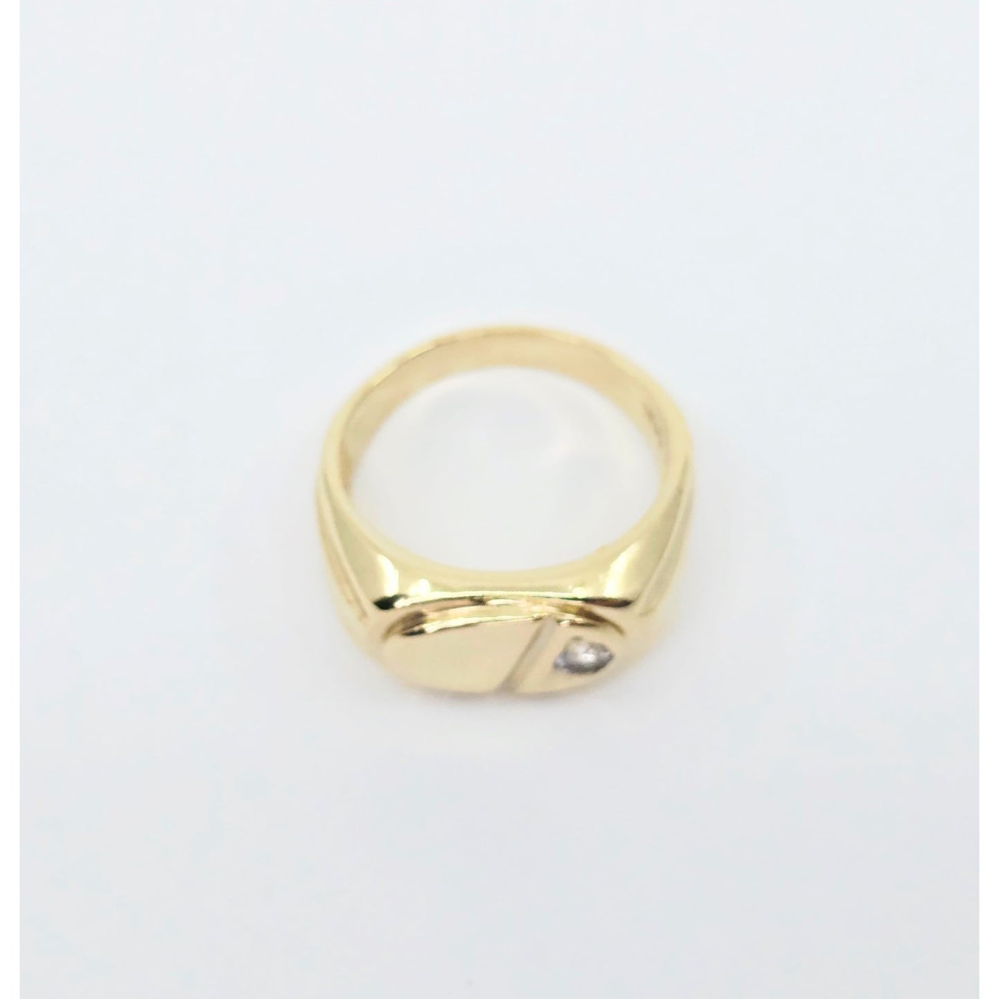 14K Yellow Gold Statement Signet CZ Ring