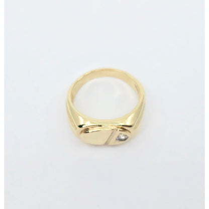 14K Yellow Gold Statement Signet CZ Ring