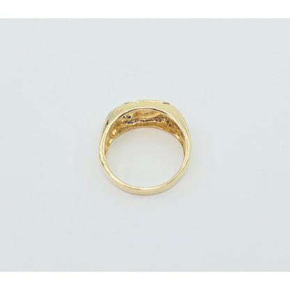 14K Yellow Gold Statement Signet CZ Ring