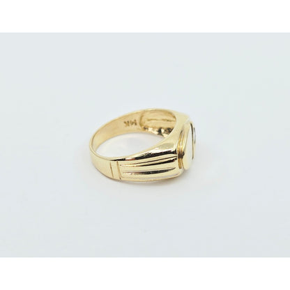 14K Yellow Gold Statement Signet CZ Ring