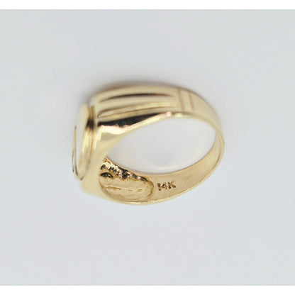 14K Yellow Gold Statement Signet CZ Ring