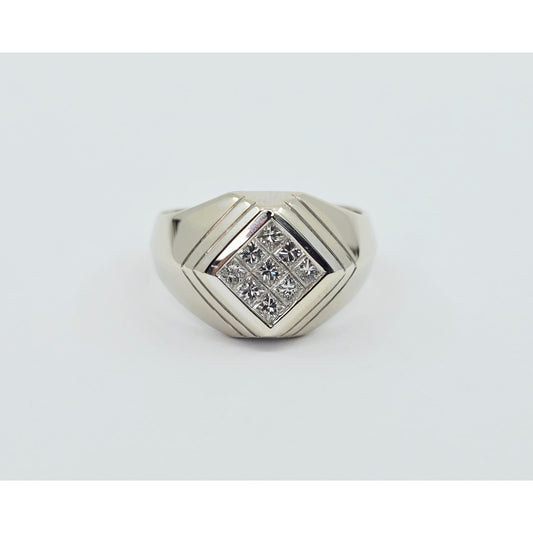 14K White Gold Princess Cut Invisible Setting Diamond Ring