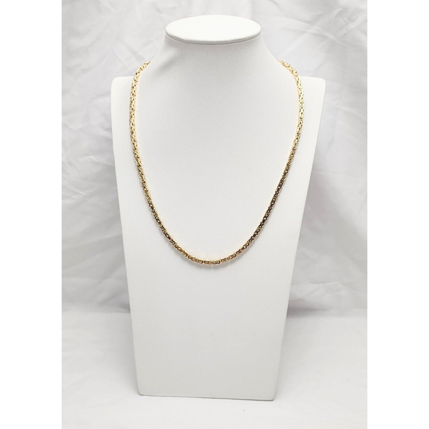 14K Yellow Gold Square Byzantine Link Chain Necklace