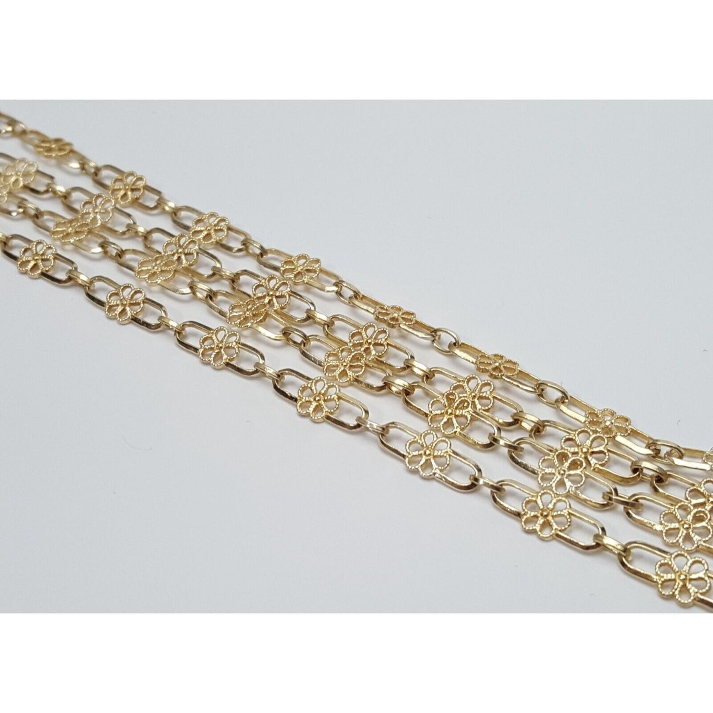 18K Yellow Gold Semper Designer Extra Long Flower Link Chain Necklace