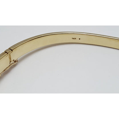 14K Solid Yellow Gold Designer Ruby & Diamond Bangle Bracelet