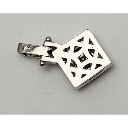 14K Solid White Gold Rhombus Diamond Charm Pendant