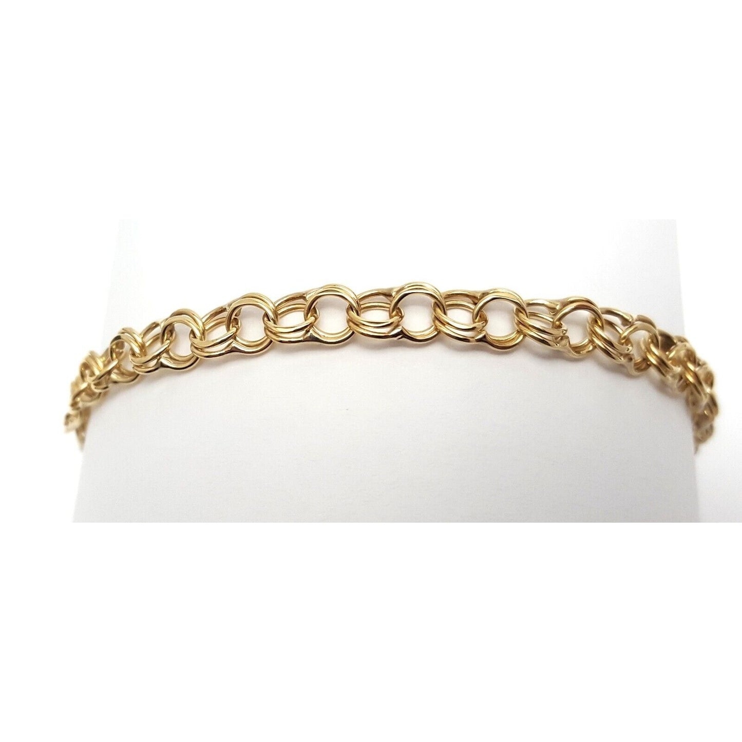 14K Solid Yellow Gold Round Cable Link Bracelet