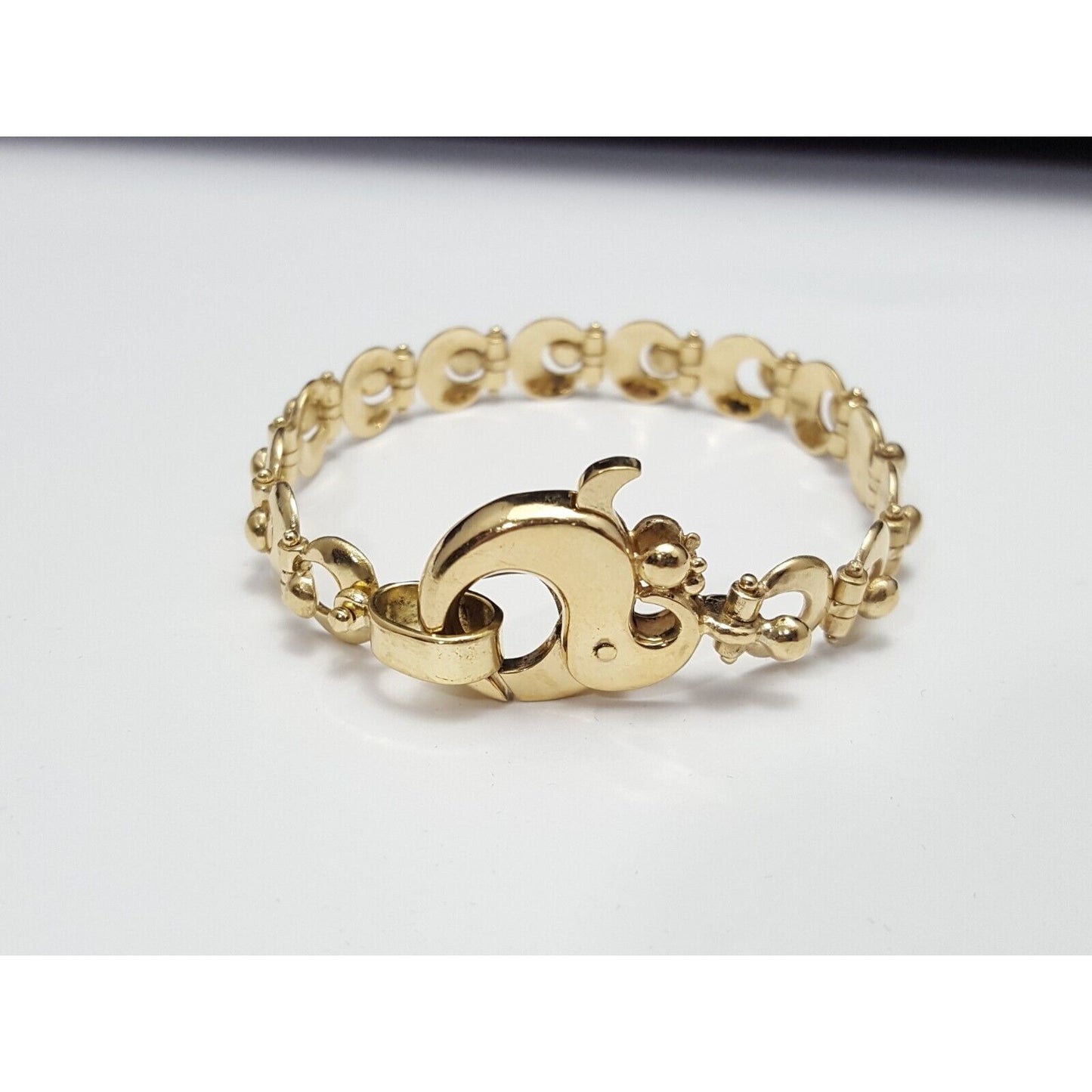 18K Solid Yellow Gold Designer Link Bracelet