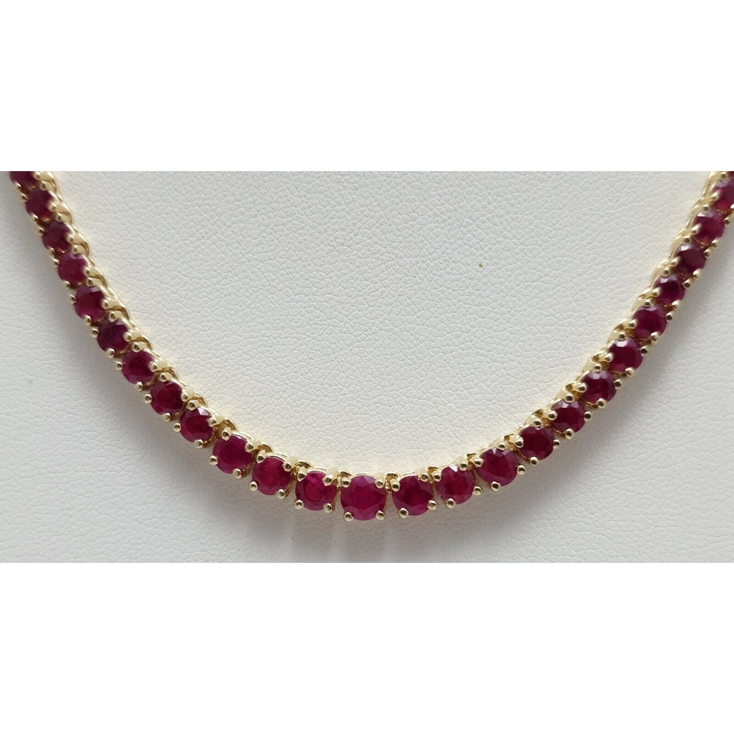 14K Yellow Gold Graduated Ruby Link Necklace