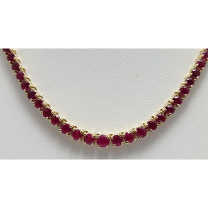 14K Yellow Gold Graduated Ruby Link Necklace