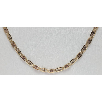 14K Tri Tone Gold Diamond Cut Mariner Link Chain Necklace