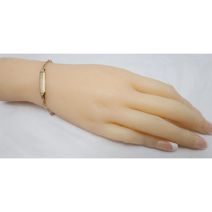 14K Solid Yellow Gold Link ID Bracelet