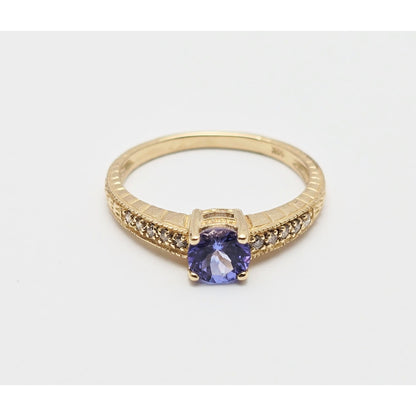 14K Yellow Gold Tanzanite & Diamond Ring
