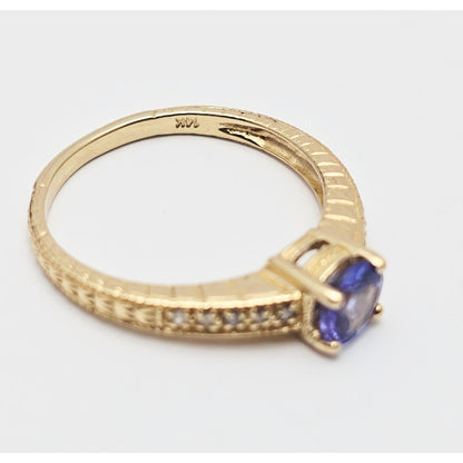 14K Yellow Gold Tanzanite & Diamond Ring