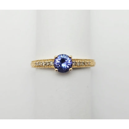 14K Yellow Gold Tanzanite & Diamond Ring