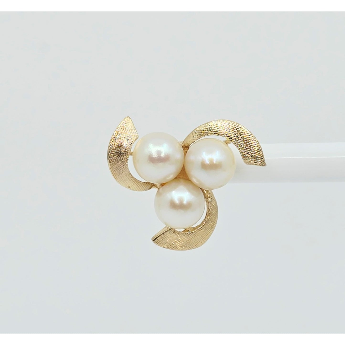 14K Yellow Gold Pearl Spiral Stud Earrings