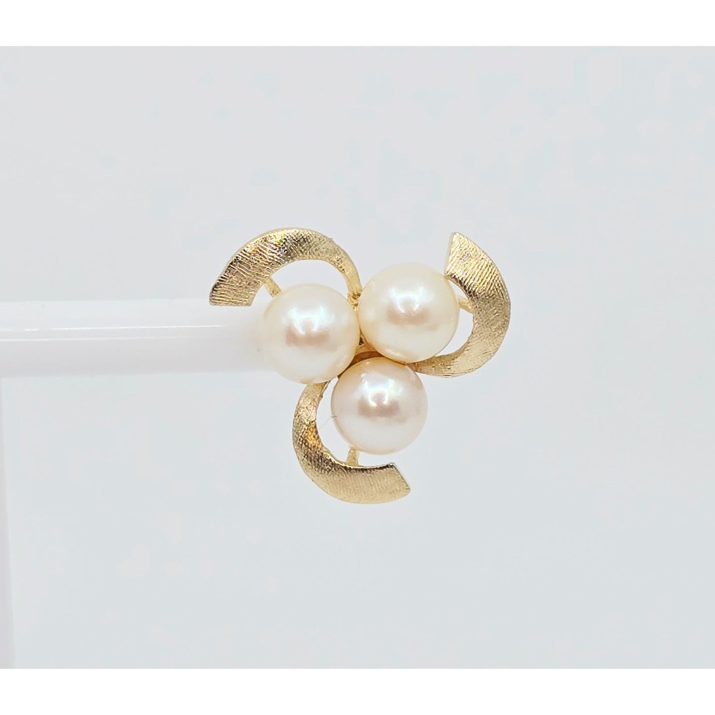 14K Yellow Gold Pearl Spiral Stud Earrings
