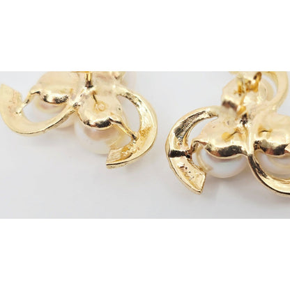 14K Yellow Gold Pearl Spiral Stud Earrings