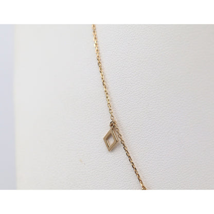 14K Yellow Gold Resizable Dangling Diamond Shaped Charm Link Chain Necklace