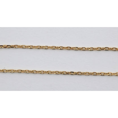 14K Yellow Gold Resizable Dangling Diamond Shaped Charm Link Chain Necklace