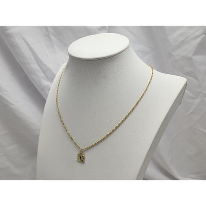 14K Yellow Gold Chanel Charm Pendant Resizable Link Chain Necklace