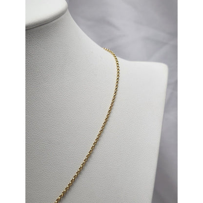 14K Yellow Gold Chanel Charm Pendant Resizable Link Chain Necklace