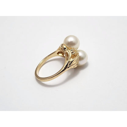 14K Yellow Gold Pearl & Diamond Ring