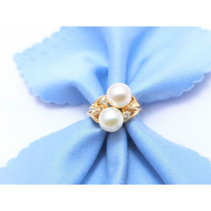 14K Yellow Gold Pearl & Diamond Ring