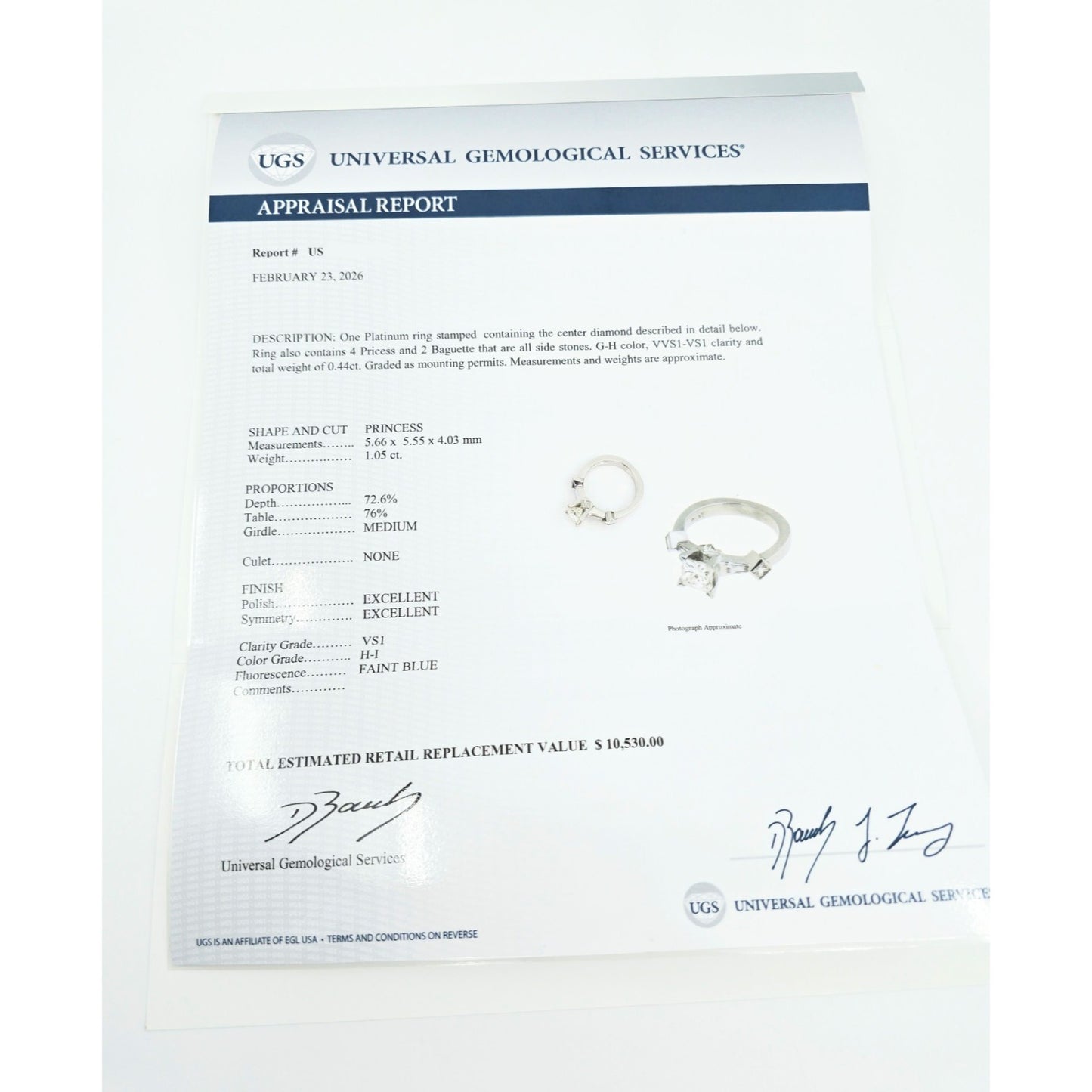 Beautiful Solid Platinum Princess Cut Diamond Engagement Ring 1.05ct EGL Report