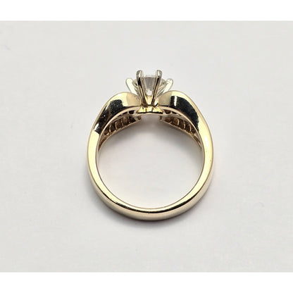 14K Yellow Gold Round & Baguette Diamond Ring