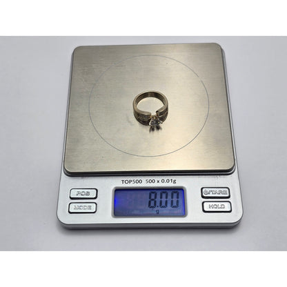 14K Yellow Gold Round & Baguette Diamond Ring