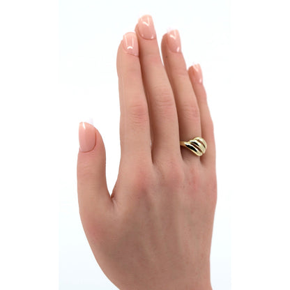 14K Yellow Gold Triple Loop Open Swirl Bypass Ring