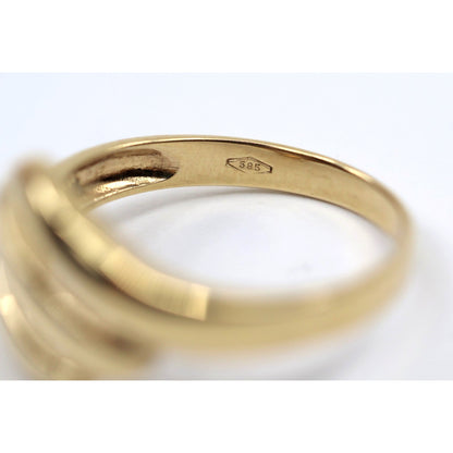 14K Yellow Gold Triple Loop Open Swirl Bypass Ring