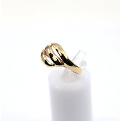 14K Yellow Gold Triple Loop Open Swirl Bypass Ring
