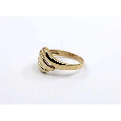 14K Yellow Gold Triple Loop Open Swirl Bypass Ring