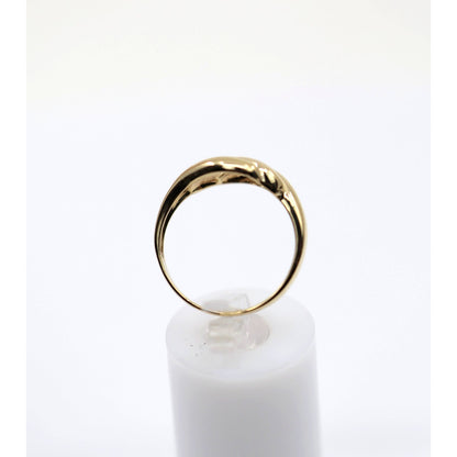 14K Yellow Gold Triple Loop Open Swirl Bypass Ring