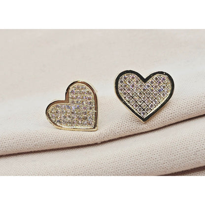 10K Yellow Gold Heart Shaped CZ Stud Earrings
