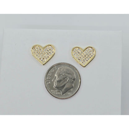 10K Yellow Gold Heart Shaped CZ Stud Earrings