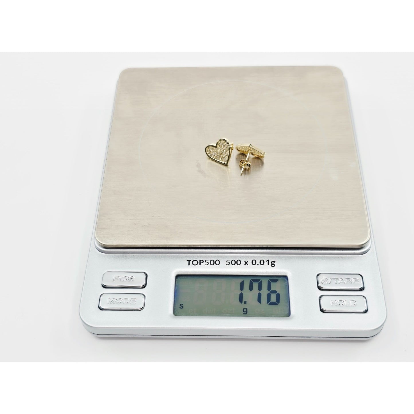 10K Yellow Gold Heart Shaped CZ Stud Earrings