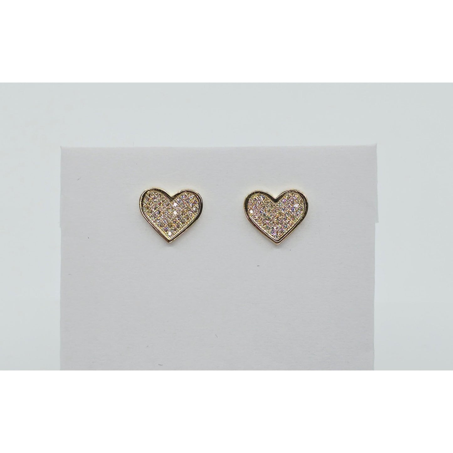 10K Yellow Gold Heart Shaped CZ Stud Earrings