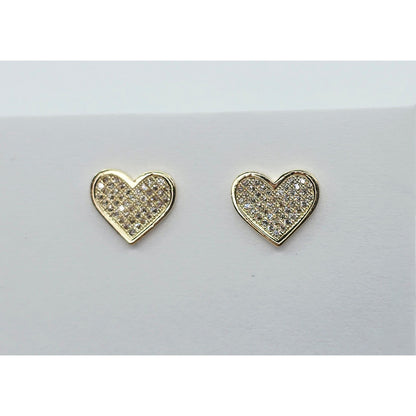 10K Yellow Gold Heart Shaped CZ Stud Earrings