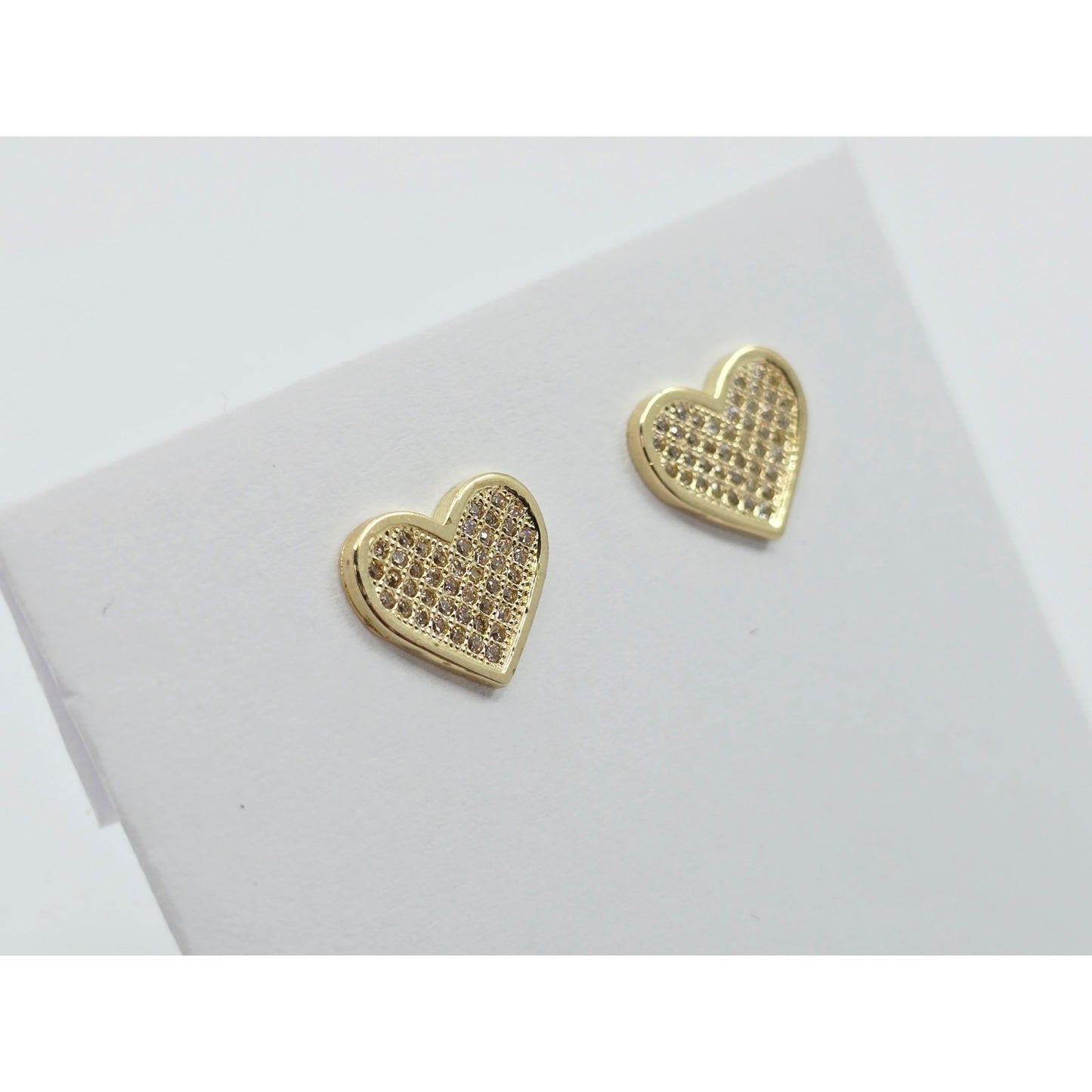 10K Yellow Gold Heart Shaped CZ Stud Earrings