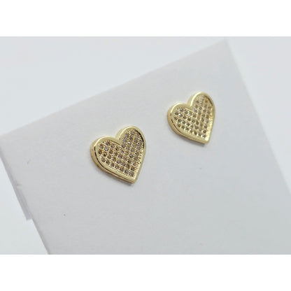 10K Yellow Gold Heart Shaped CZ Stud Earrings