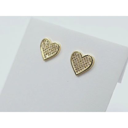10K Yellow Gold Heart Shaped CZ Stud Earrings