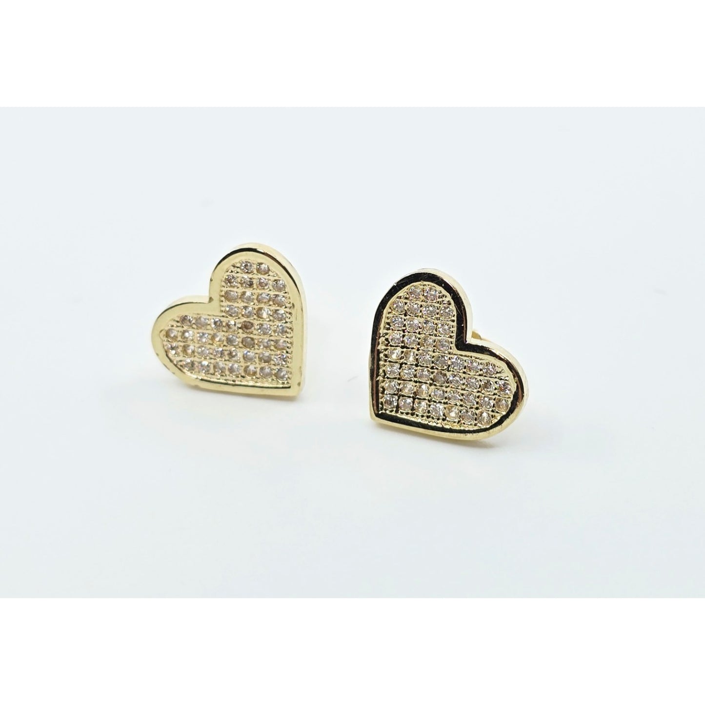 10K Yellow Gold Heart Shaped CZ Stud Earrings