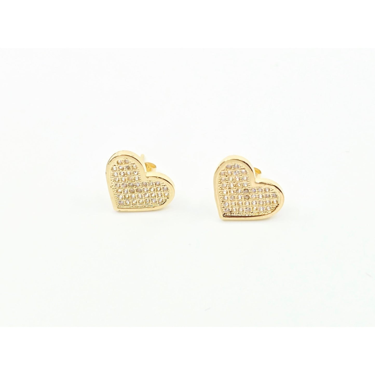 10K Yellow Gold Heart Shaped CZ Stud Earrings