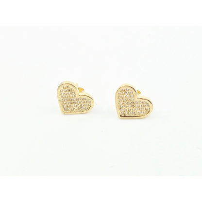 10K Yellow Gold Heart Shaped CZ Stud Earrings