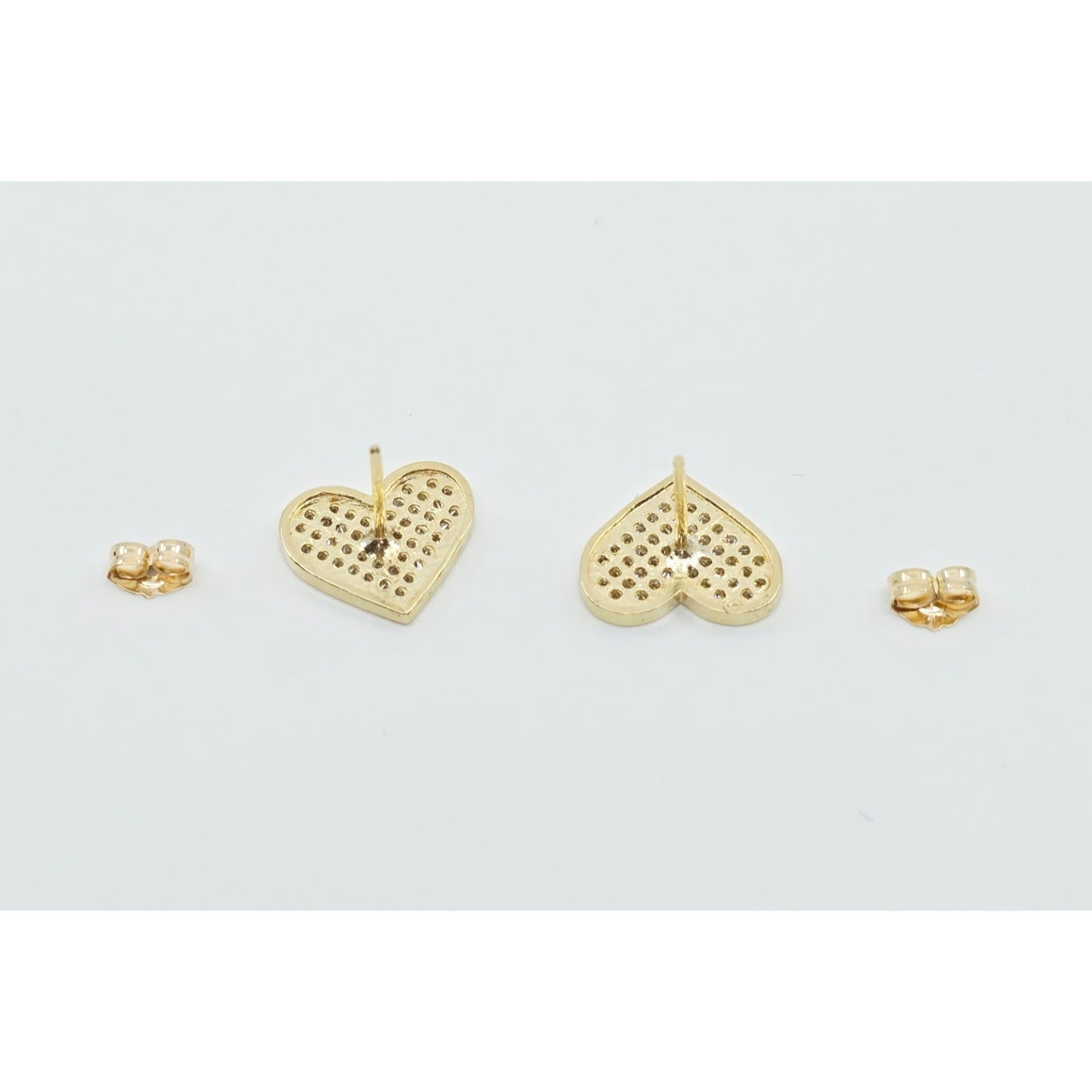 10K Yellow Gold Heart Shaped CZ Stud Earrings